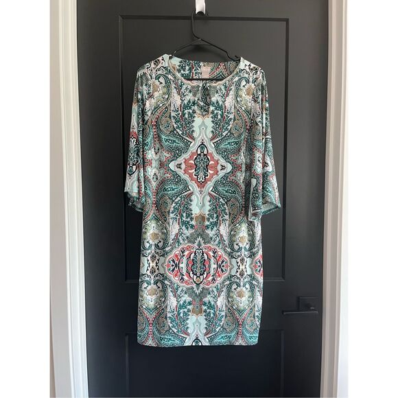 Chico’s MultiColor Paisley Medallion Print Shift dress Size 1 US (Size 8/10) - Picture 1 of 4